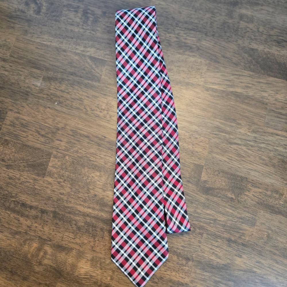 Chaps‎ Plaid Necktie Men Silk Red Black White Classic Formal Business